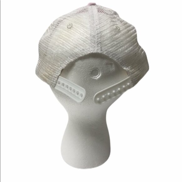 John Deere Pink White Mesh Snapback Hat - Picture 4 of 8